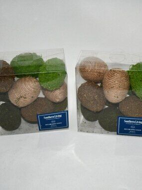 Southern Living Easter Collection Moss and Jute Eggs Vase Filler Décor Set of 2